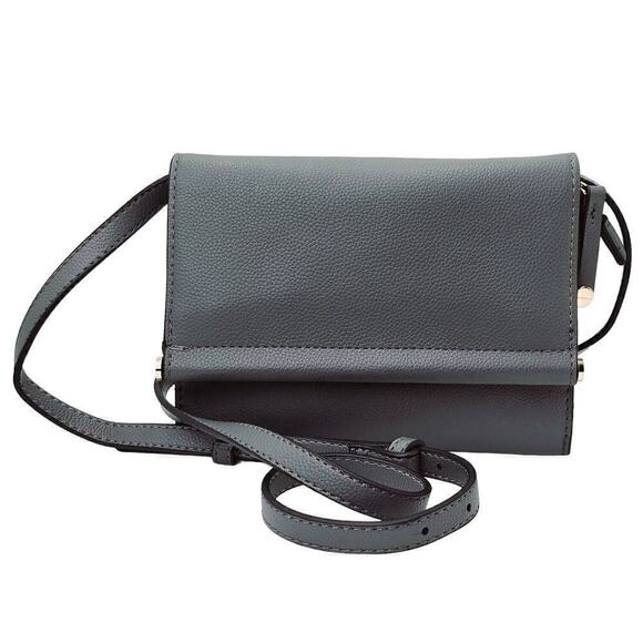 Alfani Crossbody Gray Gold Small Purse Adjustable Strap Fold Over Flap Handbag - Picture 2 of 8